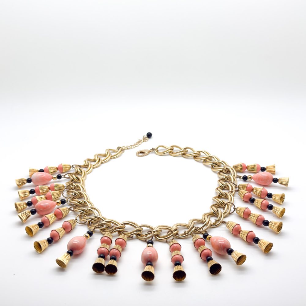Vintage Statement Egyptian Revival Droplet Bib Necklace