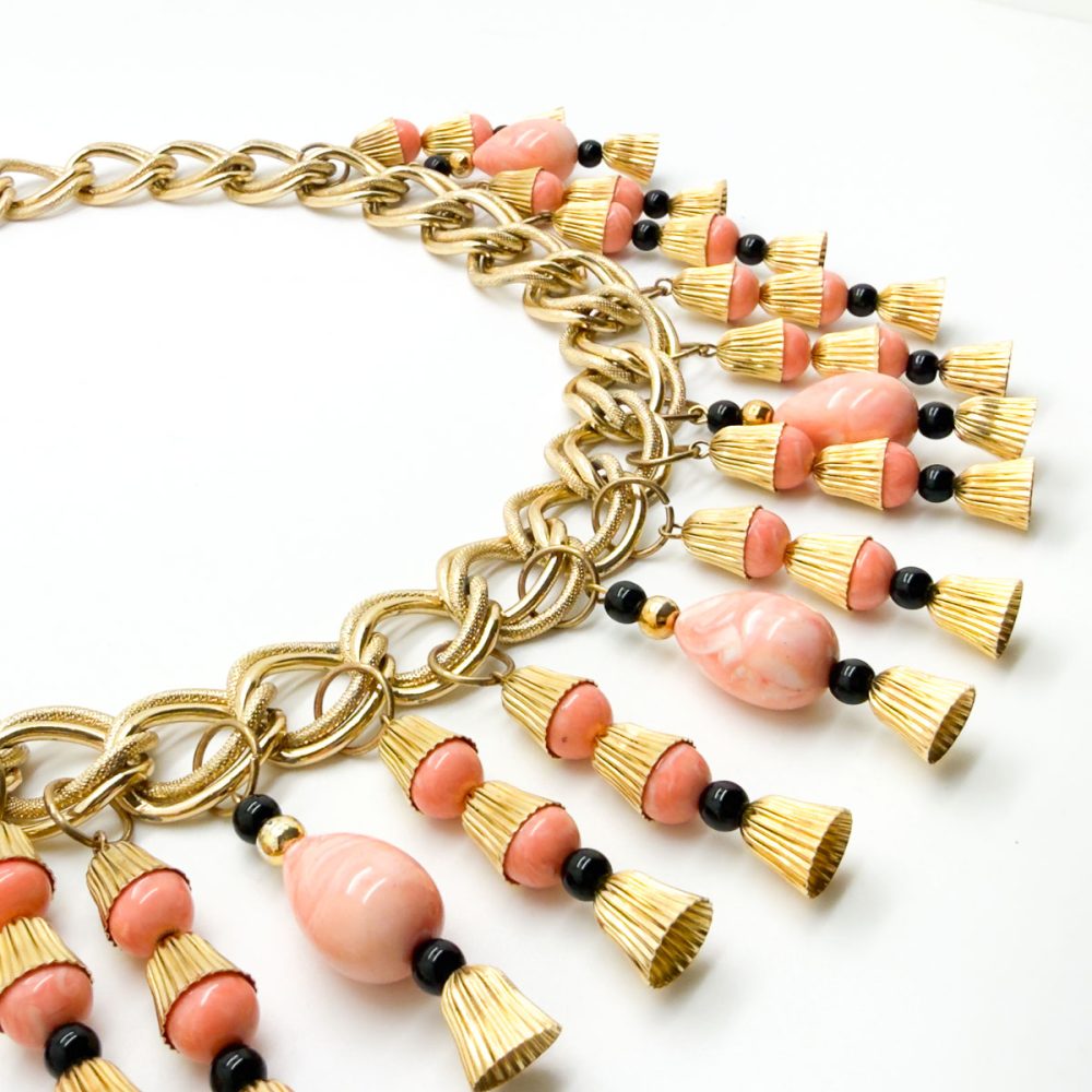 Vintage Statement Egyptian Revival Droplet Bib Necklace