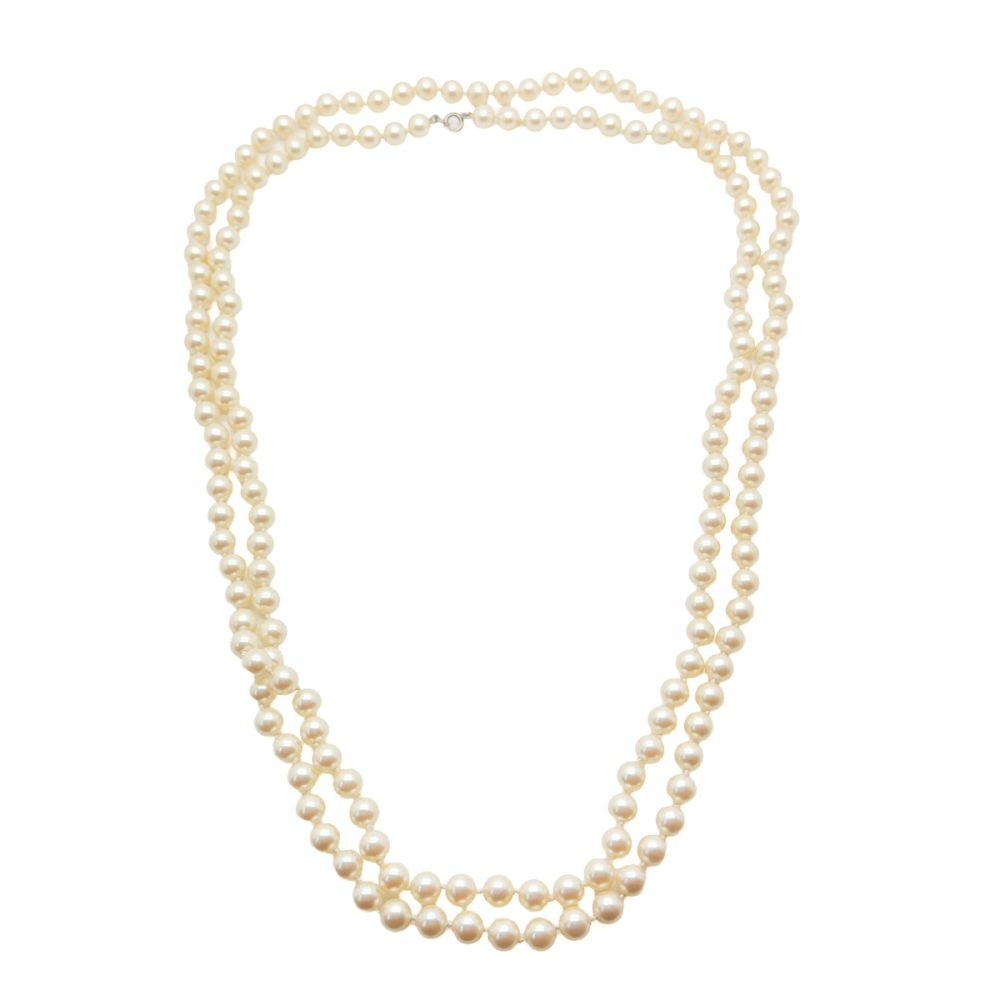 Vintage Long Pearl Rope Necklace