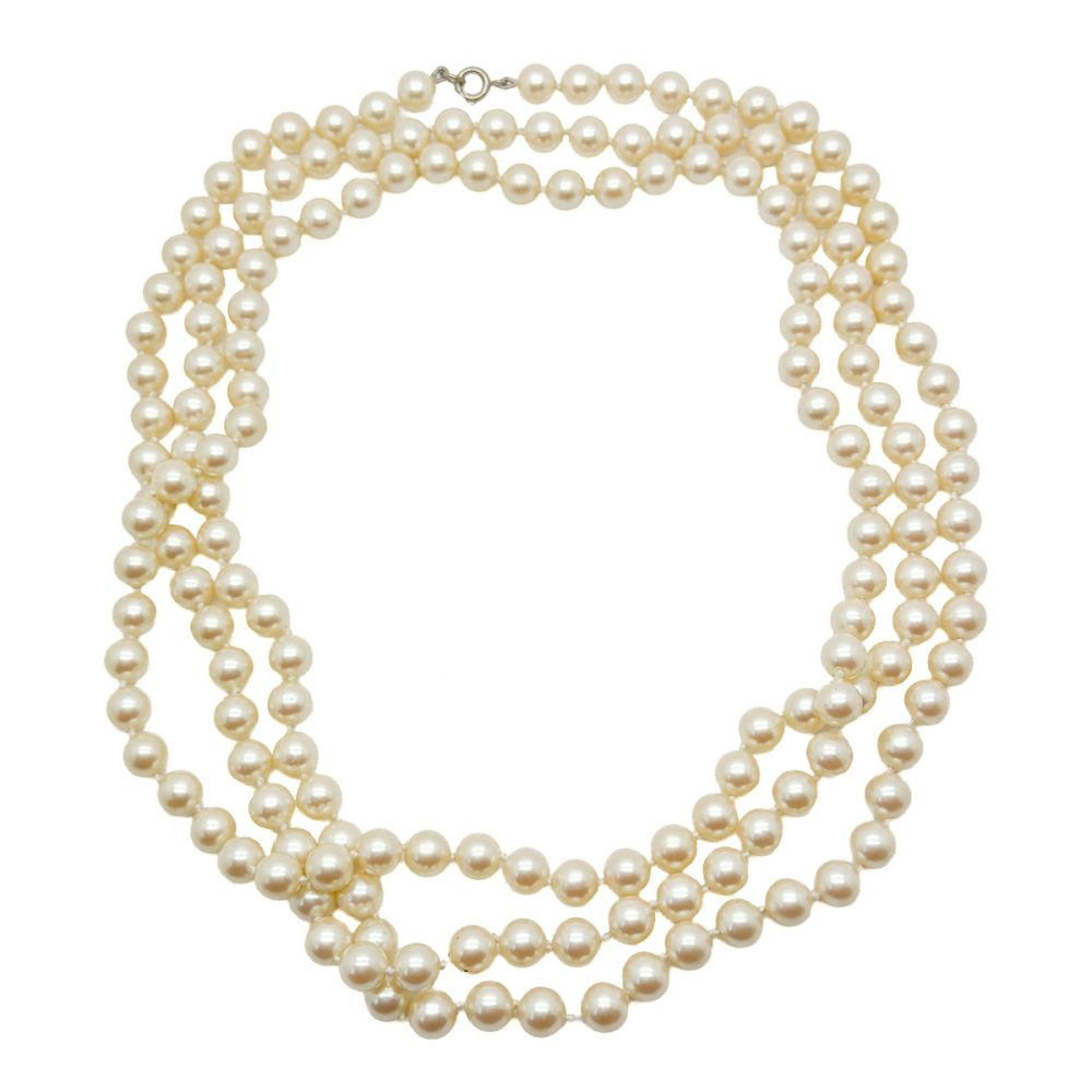 Vintage Long Pearl Rope Necklace