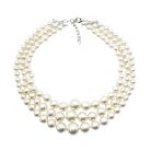 Jennifer Gibson Jewellery 2274 (2) Vintage Triple Row Graduated Pearl Necklace