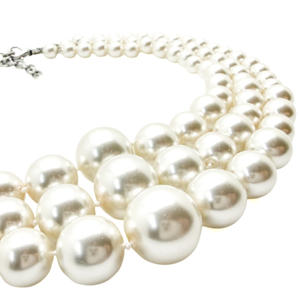 Vintage Triple Row Graduated Pearl Necklace