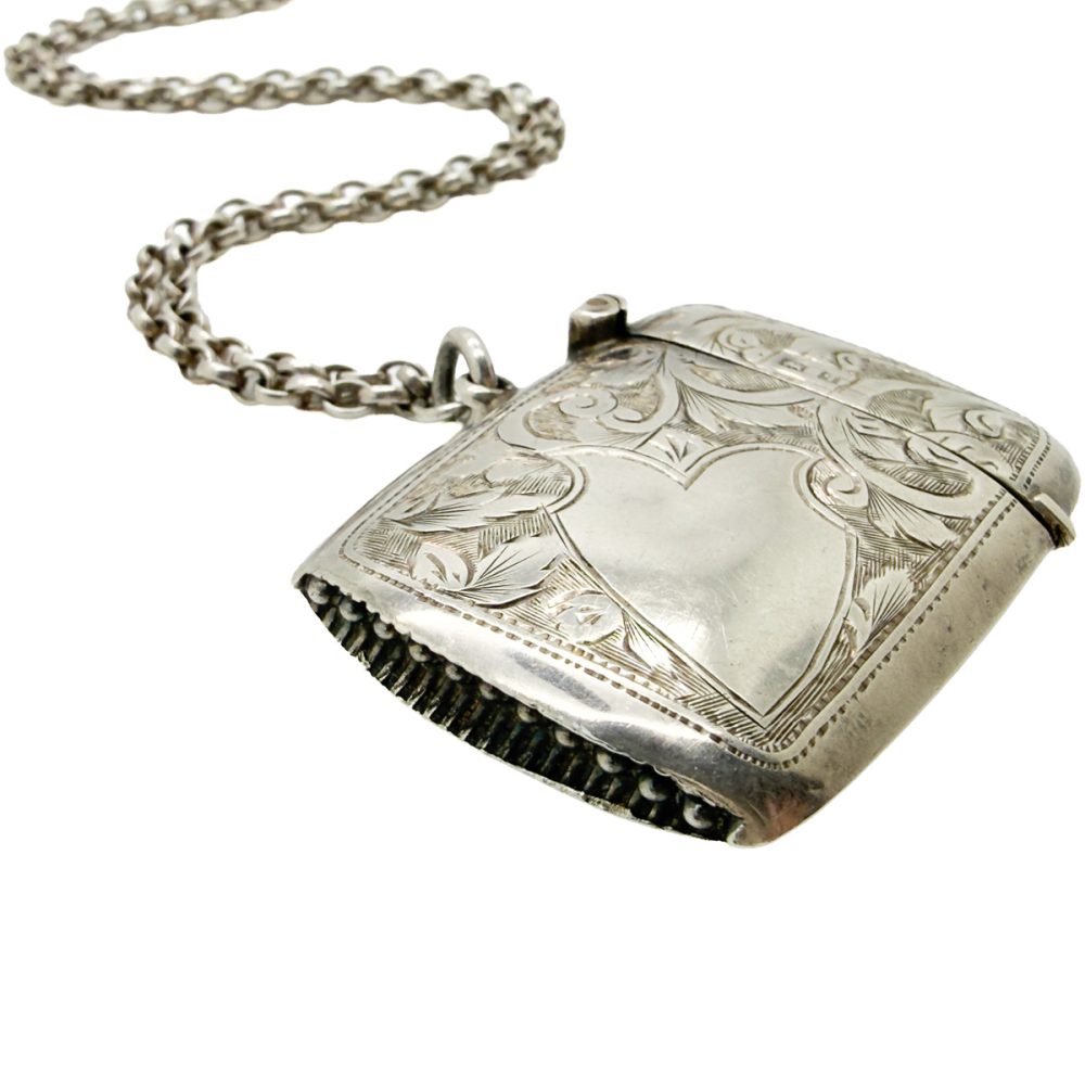 Antique Hallmarked Silver Heart Vesta