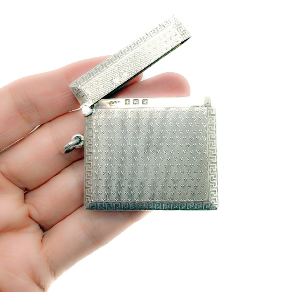 Antique Hallmarked Silver Square Vesta Case