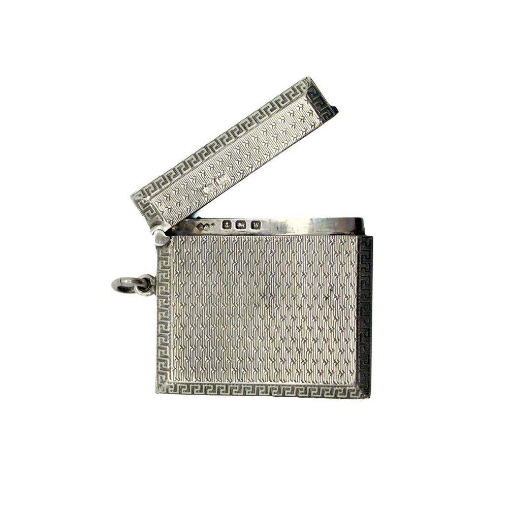 Antique Hallmarked Silver Square Vesta Case