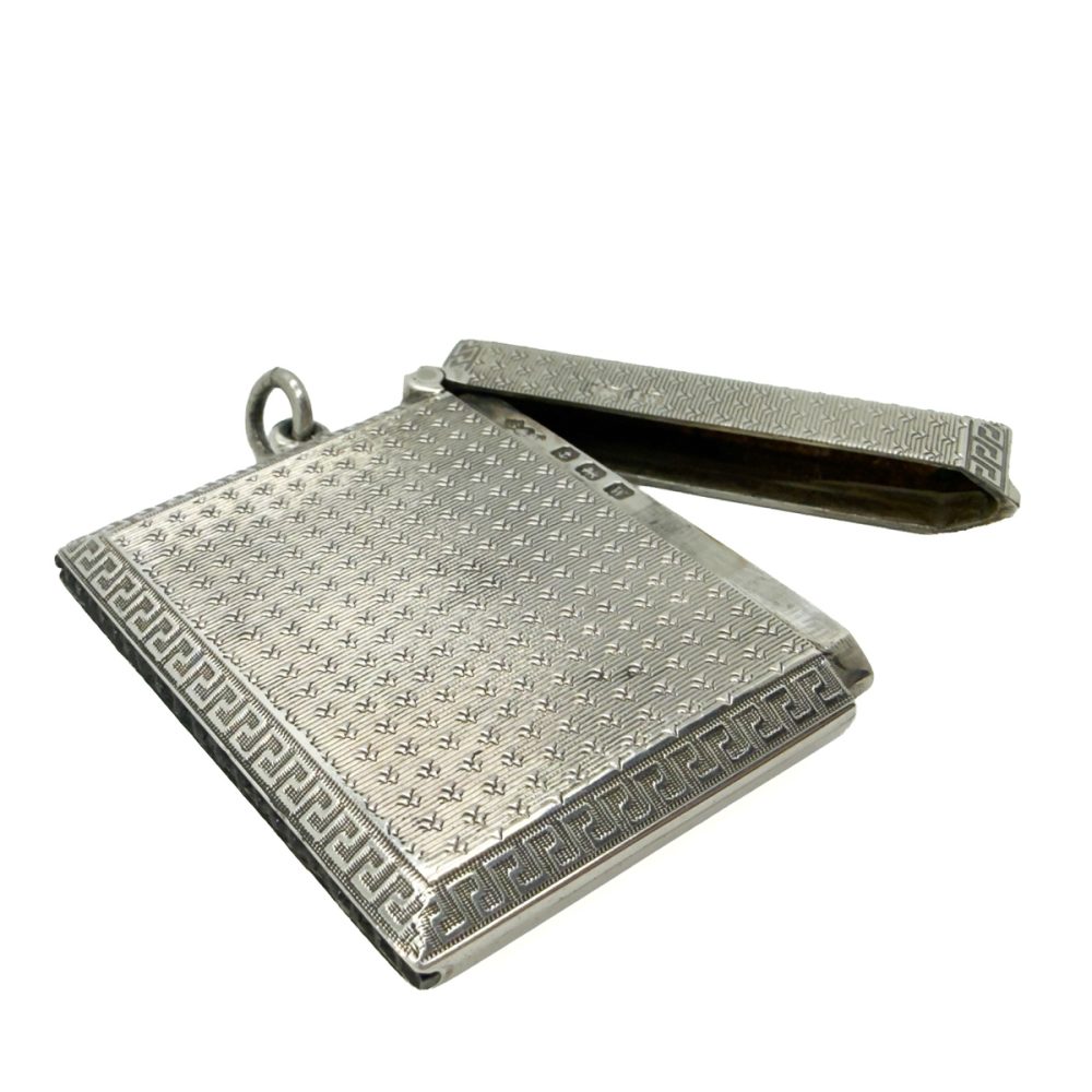 Antique Hallmarked Silver Square Vesta Case