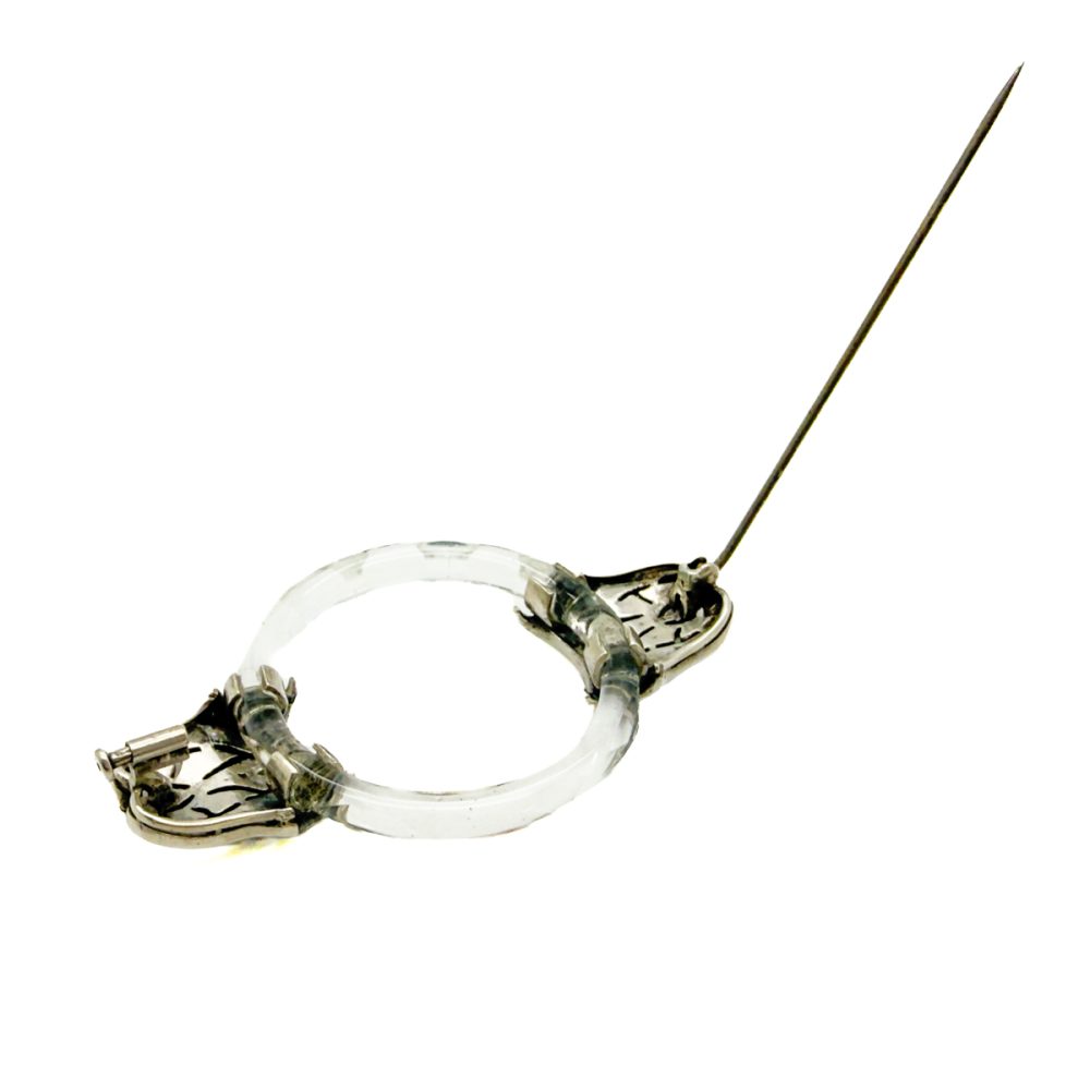 Antique Art Deco Sterling & Glass Brooch