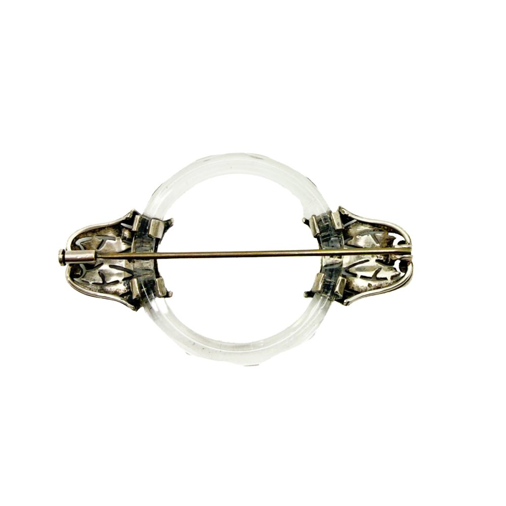 Antique Art Deco Sterling & Glass Brooch